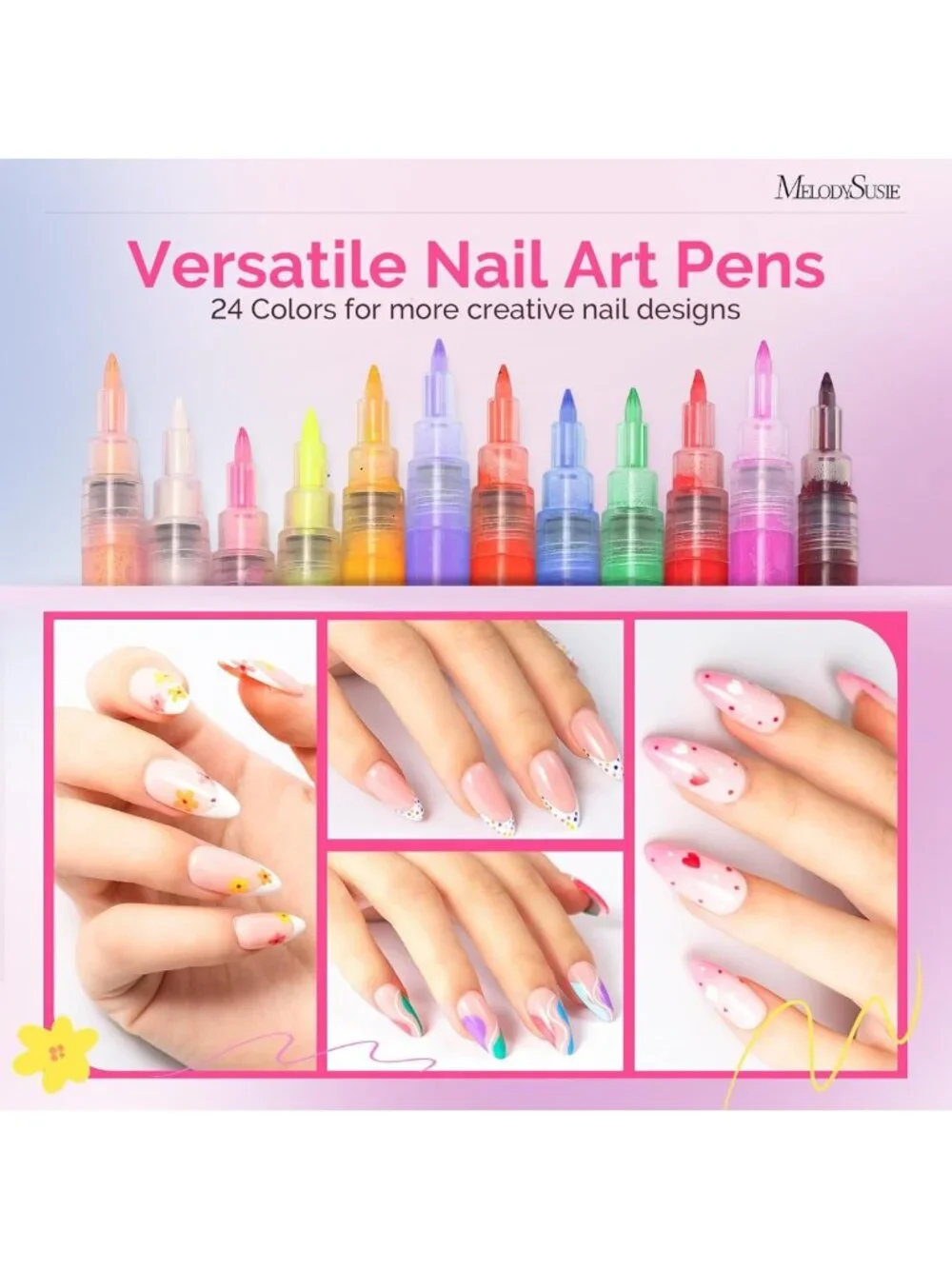 24 Color Nail Art Pens Set - 0.7MM Dotting Tools for DIY Manicure & Nail Design